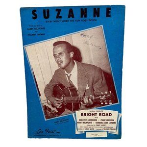 Sheet Music Suzanne When the Sun Goes Down Vintage Piano Harry Belafonte 1953